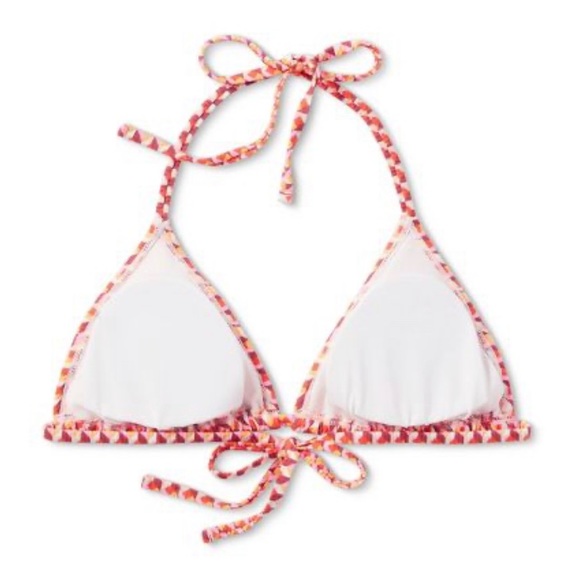 WILD FABLE BIKINI TOP RIBBED TRIANGLE FIT MULTI COLOR GEOMETRIC PRINT NWT - Picture 2 of 7